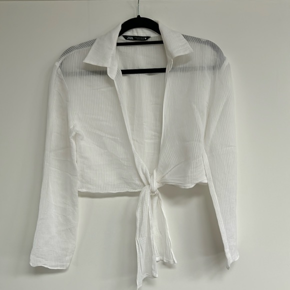 Zara Tops - 30% off SUMMER SALE 🌞  Zara cropped sheer top | White